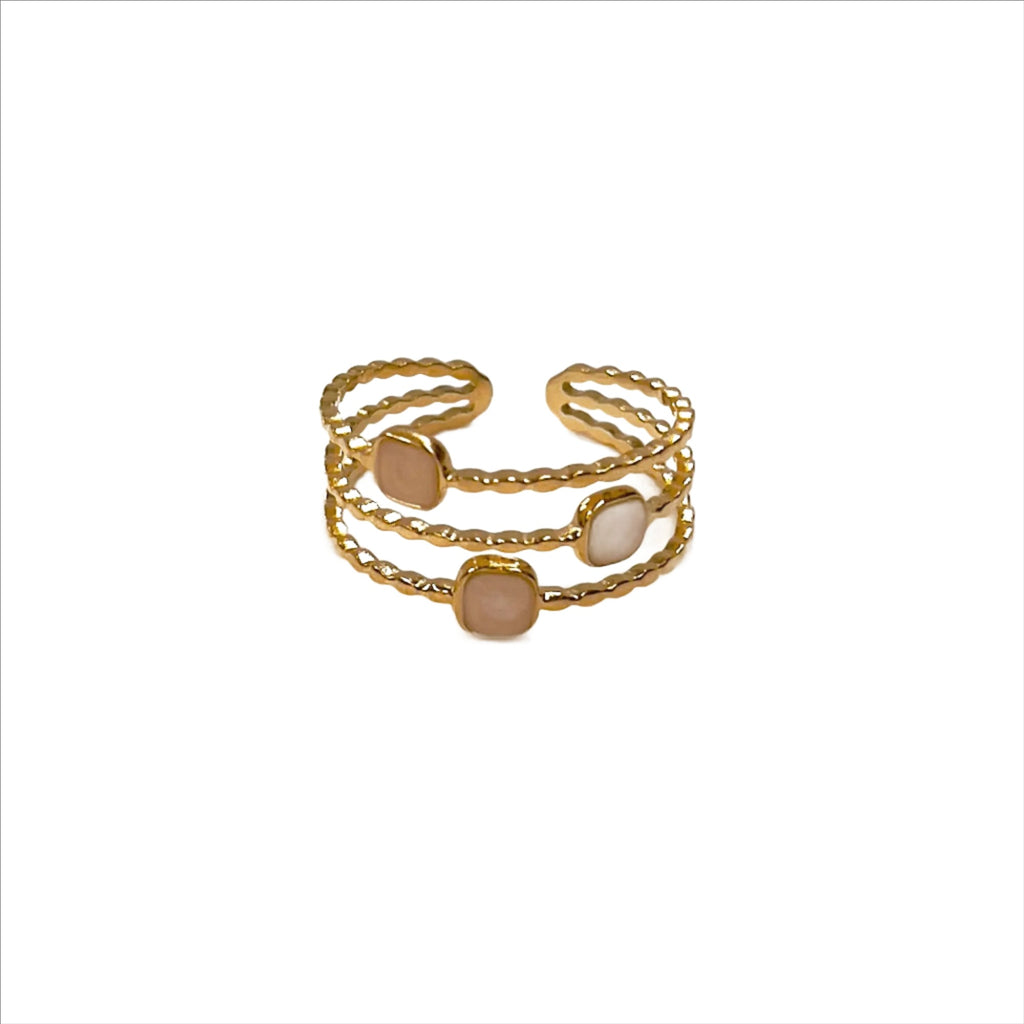 Savannah Beige Gold Plated Ring - Lil Creations