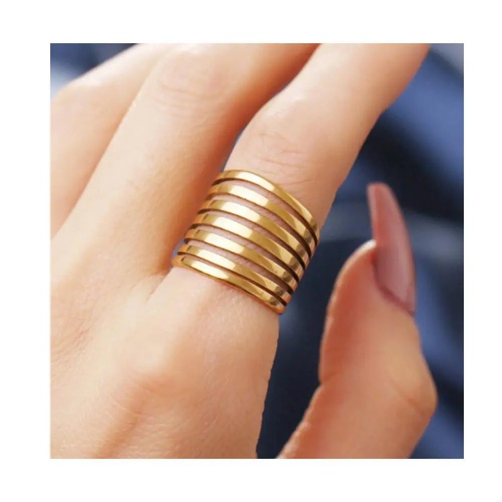 Audrey Cut Gold Plated Ring - Lil Creations