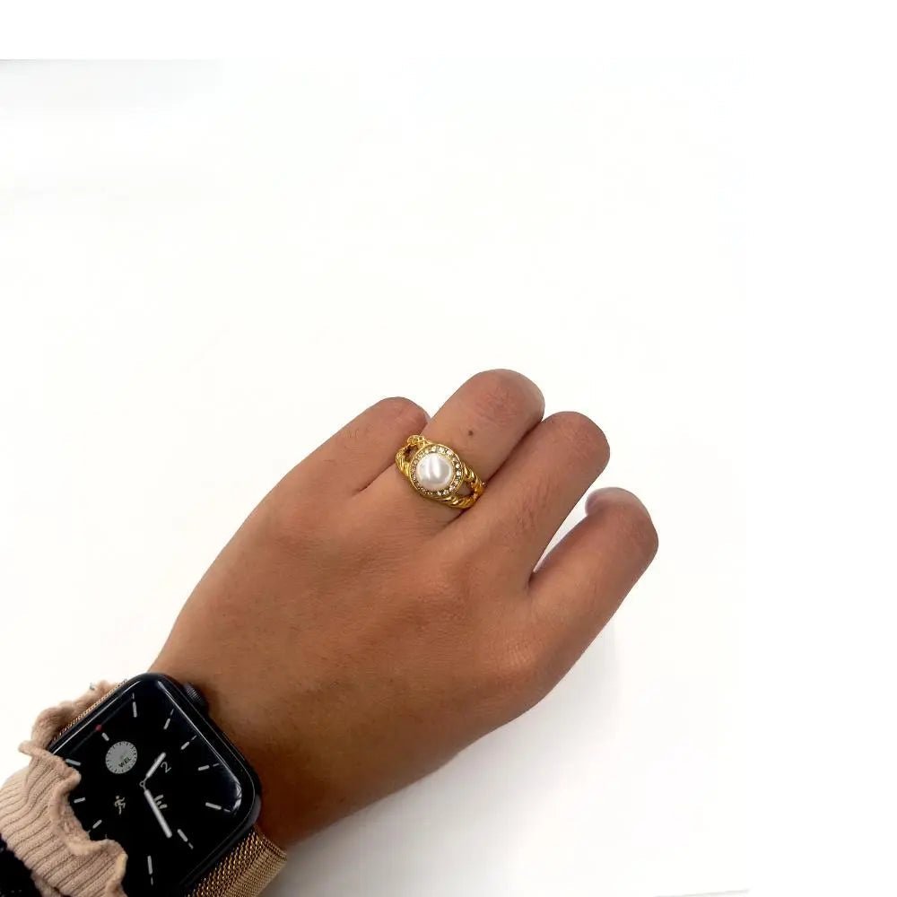 Sadie Pearls Gold Plated Ring - Lil Creations
